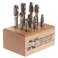 Kodiak Cutting Tools 9Pc Carbide Bur Set for Non-Ferrous - 1/4 Inch Shanks w/Wooden Stand 56310001